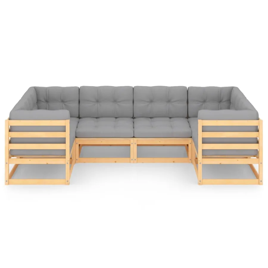 Salon de jardin 6 pcs avec coussins Bois de pin massif - 3