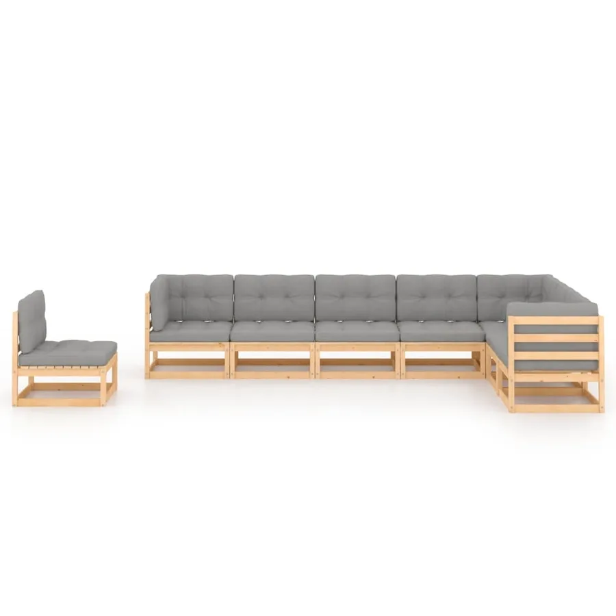 Salon de jardin 8 pcs avec coussins Bois de pin massif - 2