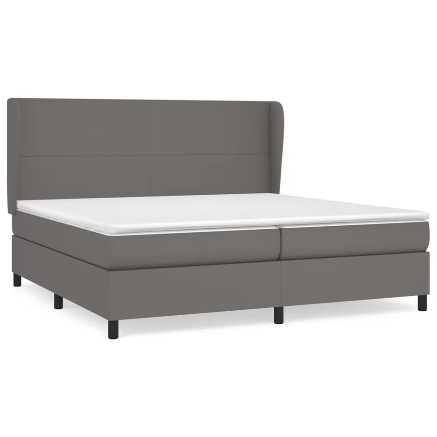 Sommier à lattes de lit avec matelas Gris 200x200 cm Similicuir - 2