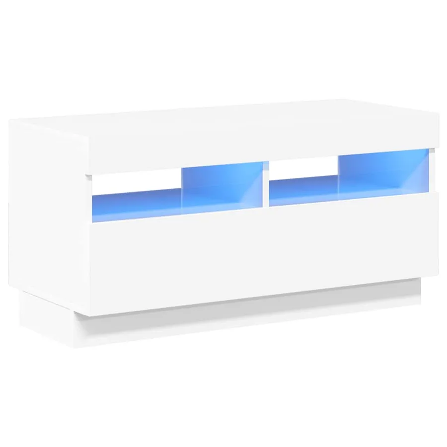 Meuble TV avec lumières LED blanc brillant 80x35x40 cm - 2