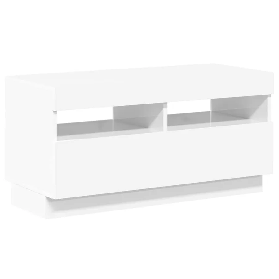 Meuble TV avec lumières LED blanc brillant 80x35x40 cm - 6