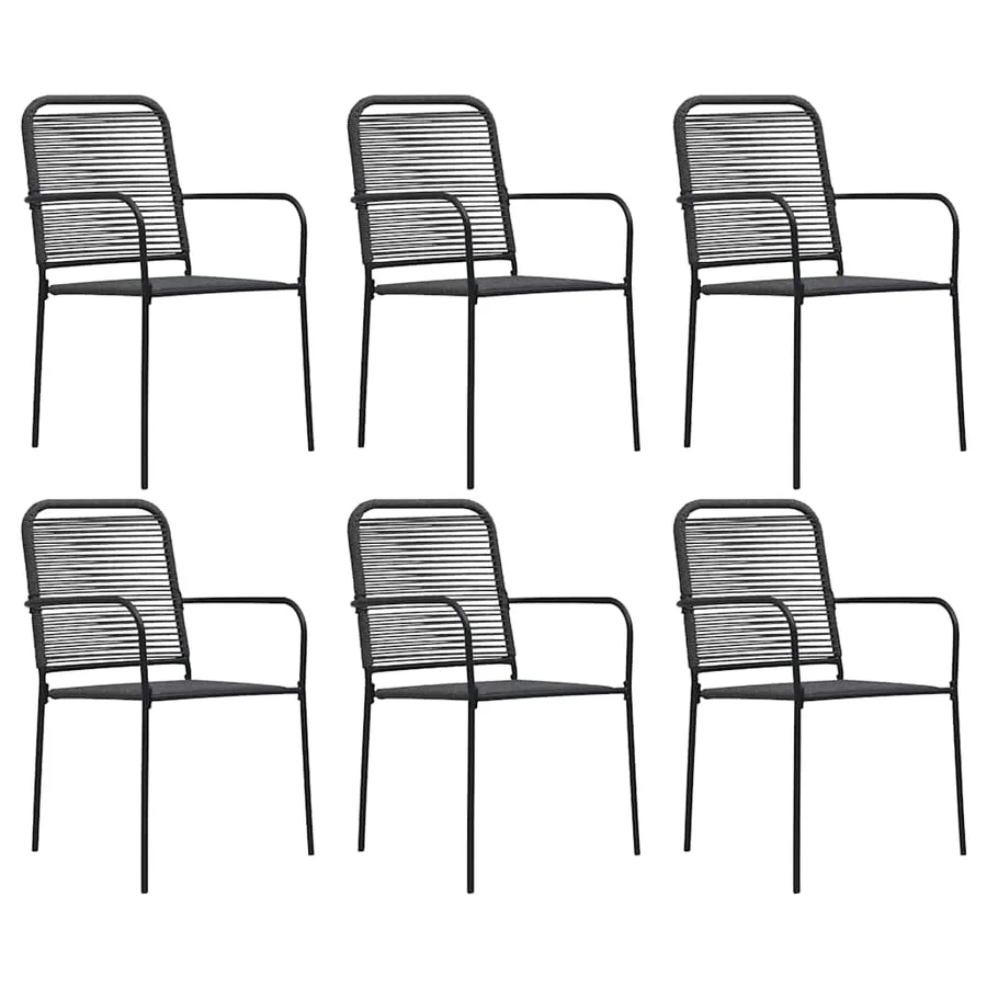 Ensemble à manger de jardin 7 pcs Corde en coton et acier Noir - 6