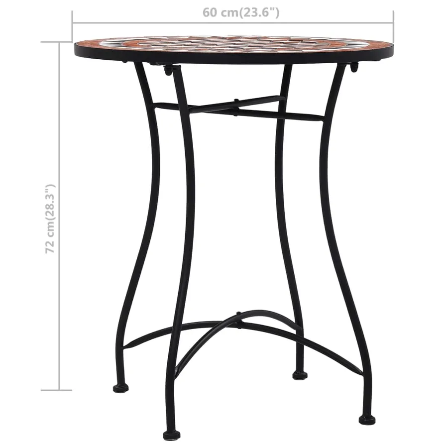 Table de bistro mosaïque Marron 60 cm Céramique - 7