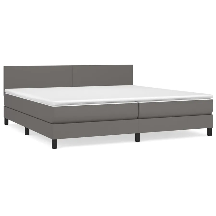 Sommier à lattes de lit avec matelas Gris 200x200 cm Similicuir - 2