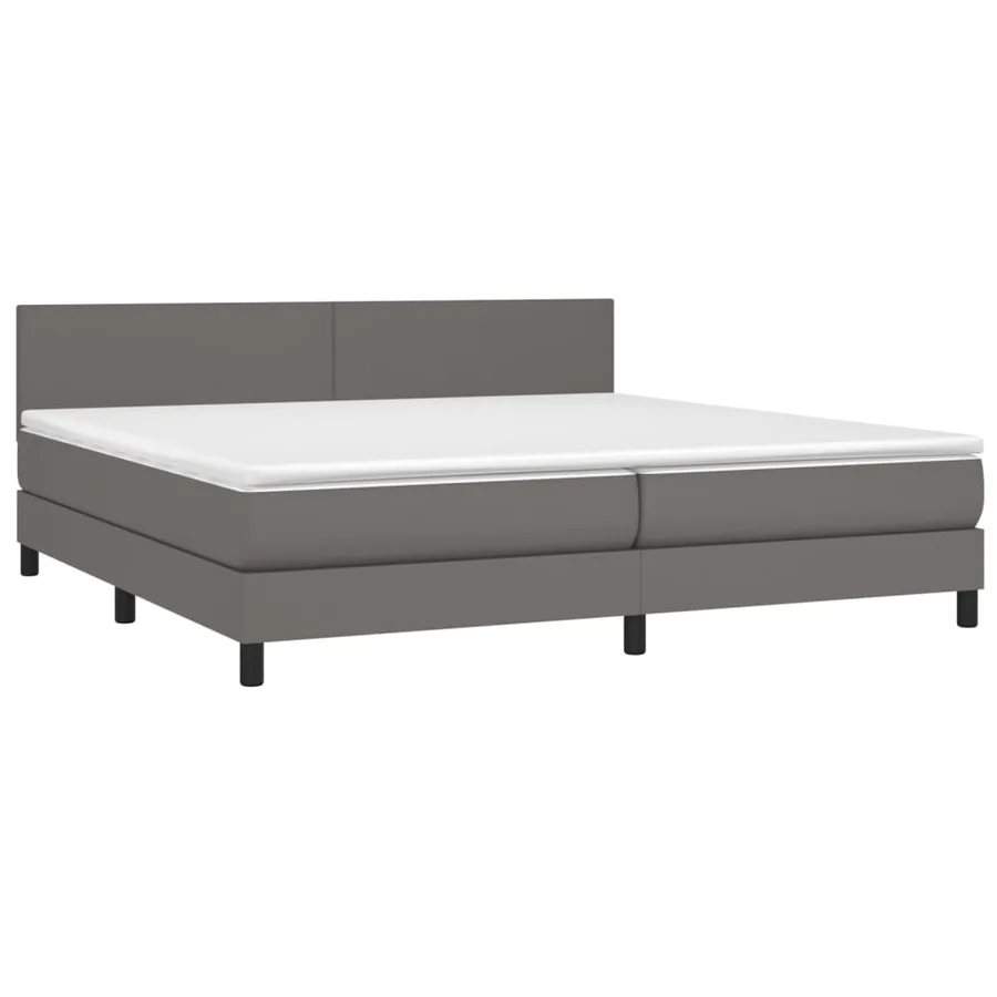 Sommier à lattes de lit avec matelas Gris 200x200 cm Similicuir - 3