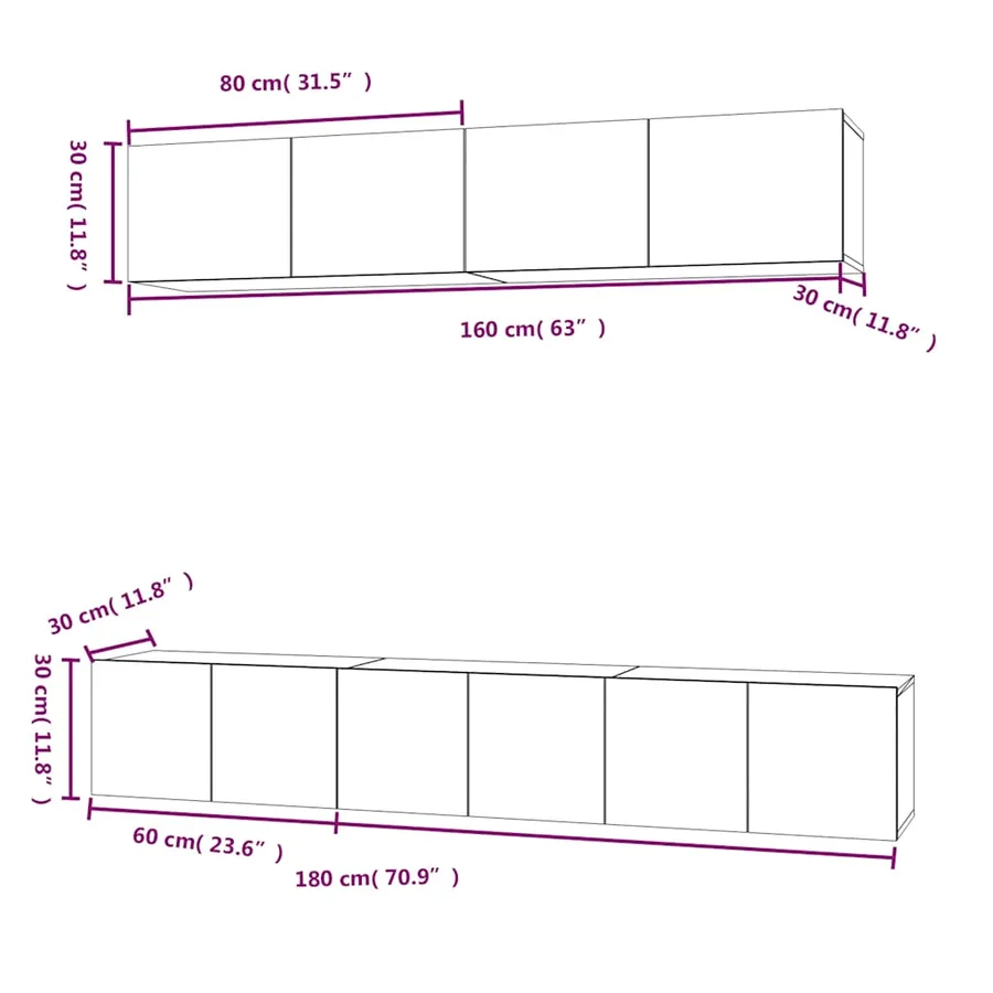 Ensemble de meubles TV 5 pcs Gris béton Bois d'ingénierie - 11