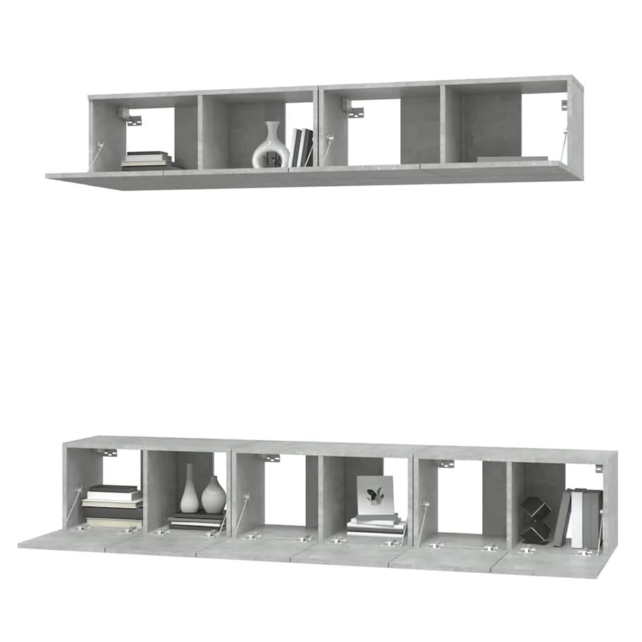 Ensemble de meubles TV 5 pcs Gris béton Bois d'ingénierie - 4