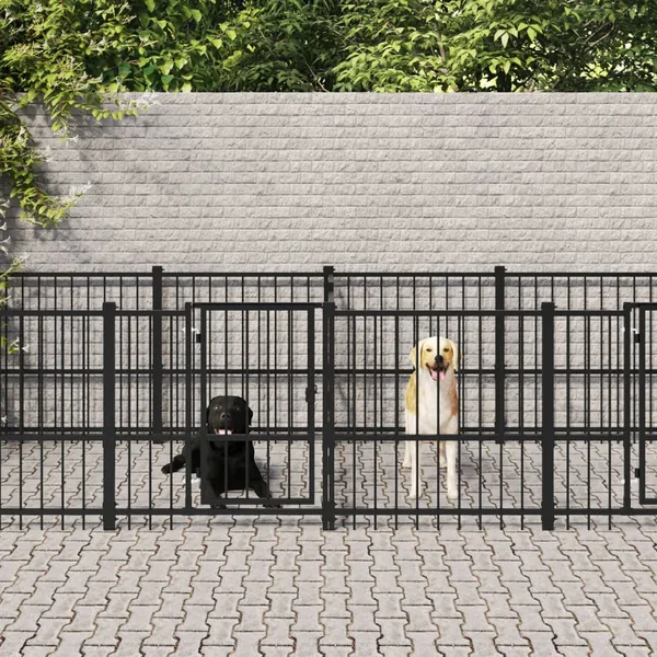 Chenil d'extérieur pour chiens Acier 7,51 m²