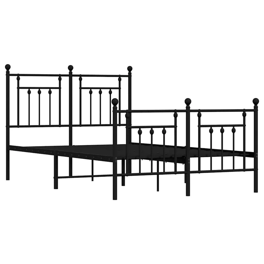 Cadre de lit métal sans matelas avec pied de lit noir 135x190cm - 3