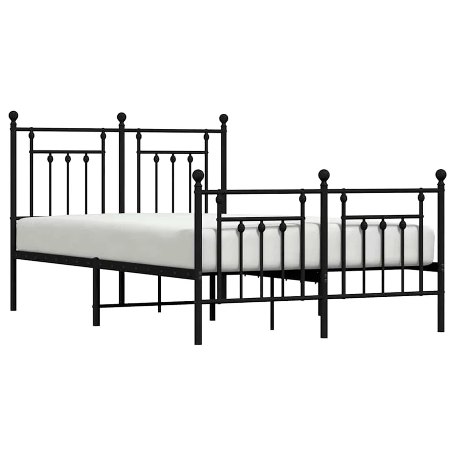Cadre de lit métal sans matelas avec pied de lit noir 135x190cm - 5