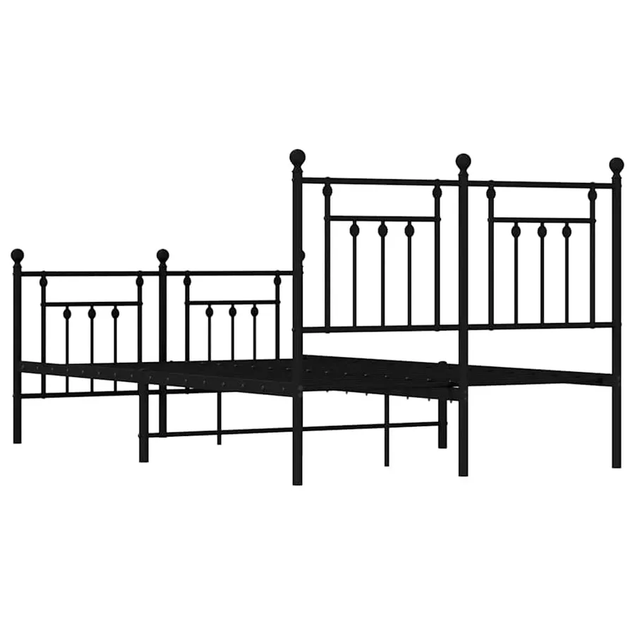 Cadre de lit métal sans matelas avec pied de lit noir 135x190cm - 8
