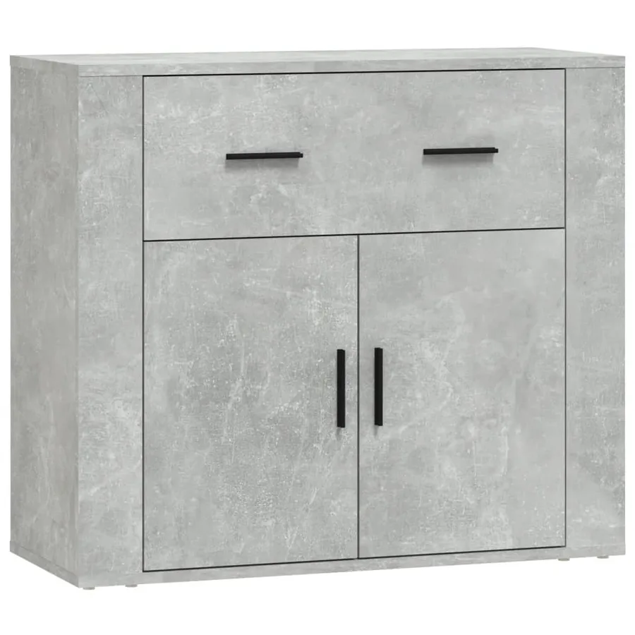 Buffets 3 pcs gris béton bois d'ingénierie - 6