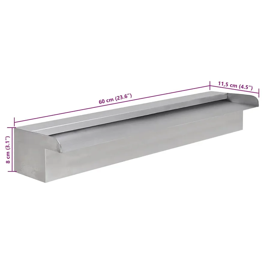 Lame d'eau rectangulaire 60 cm Acier inoxydable pour piscine - 7