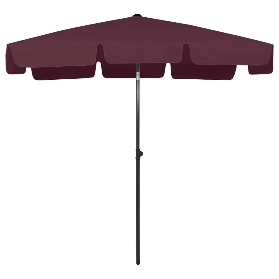 Parasol de plage rouge bordeaux 200x125 cm - 2