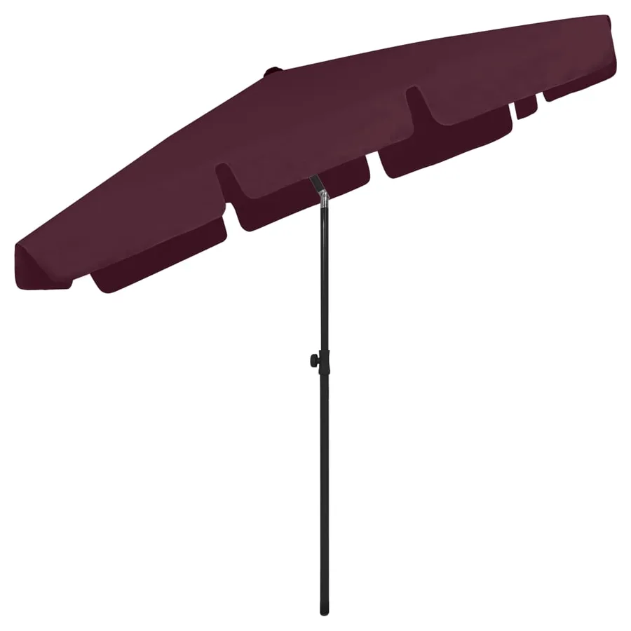 Parasol de plage rouge bordeaux 200x125 cm - 4