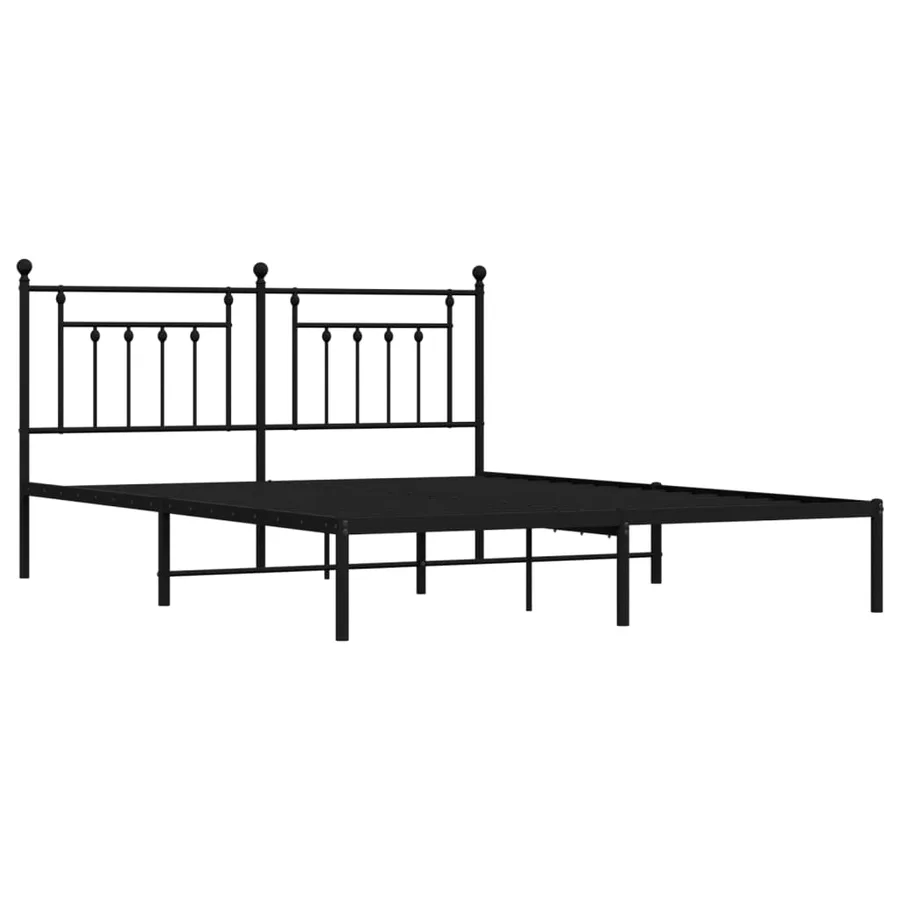 Cadre de lit métal sans matelas et tête de lit noir 160x200 cm - 3