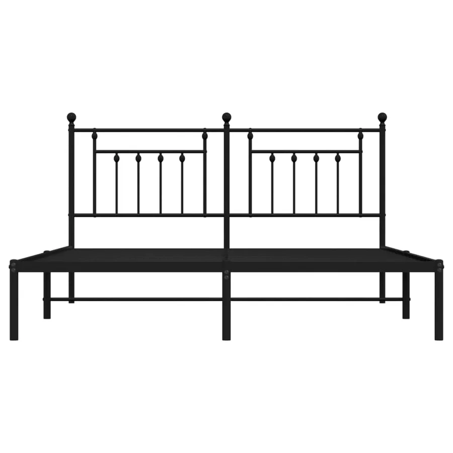 Cadre de lit métal sans matelas et tête de lit noir 160x200 cm - 6
