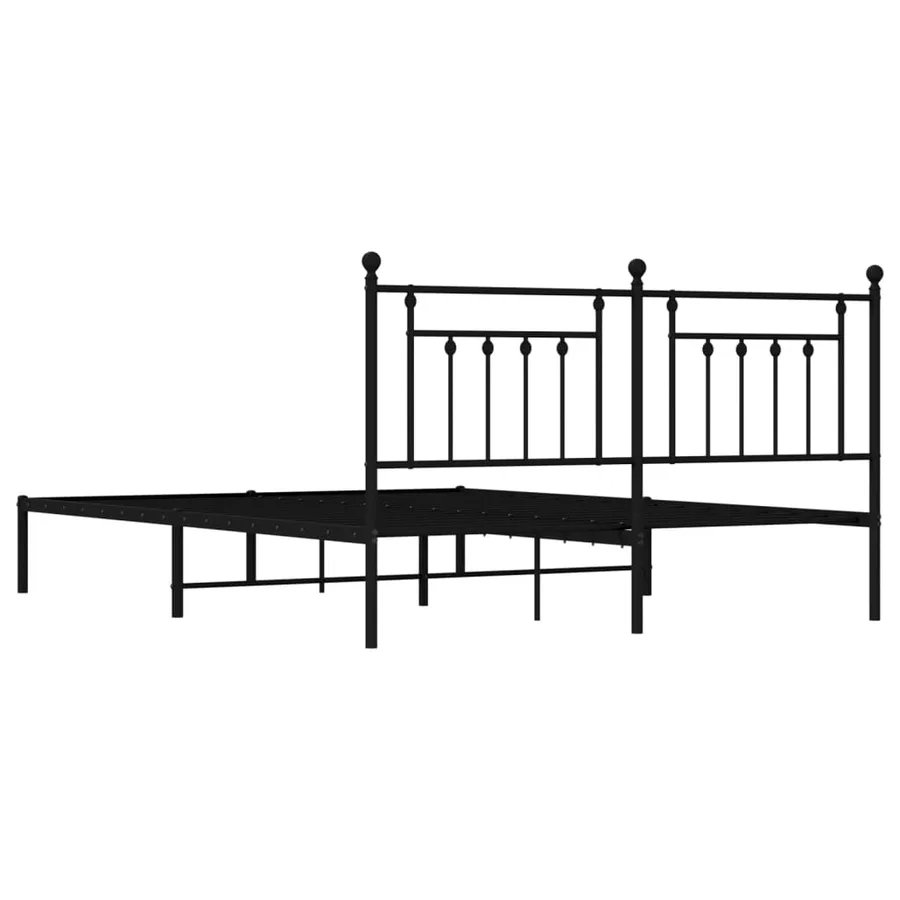 Cadre de lit métal sans matelas et tête de lit noir 160x200 cm - 8