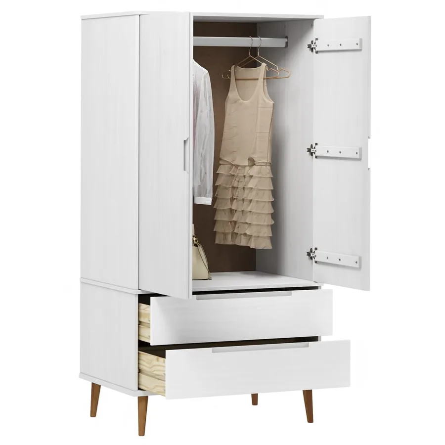 Garde-robe MOLDE Blanc 90x55x175 cm Bois massif de pin - 3