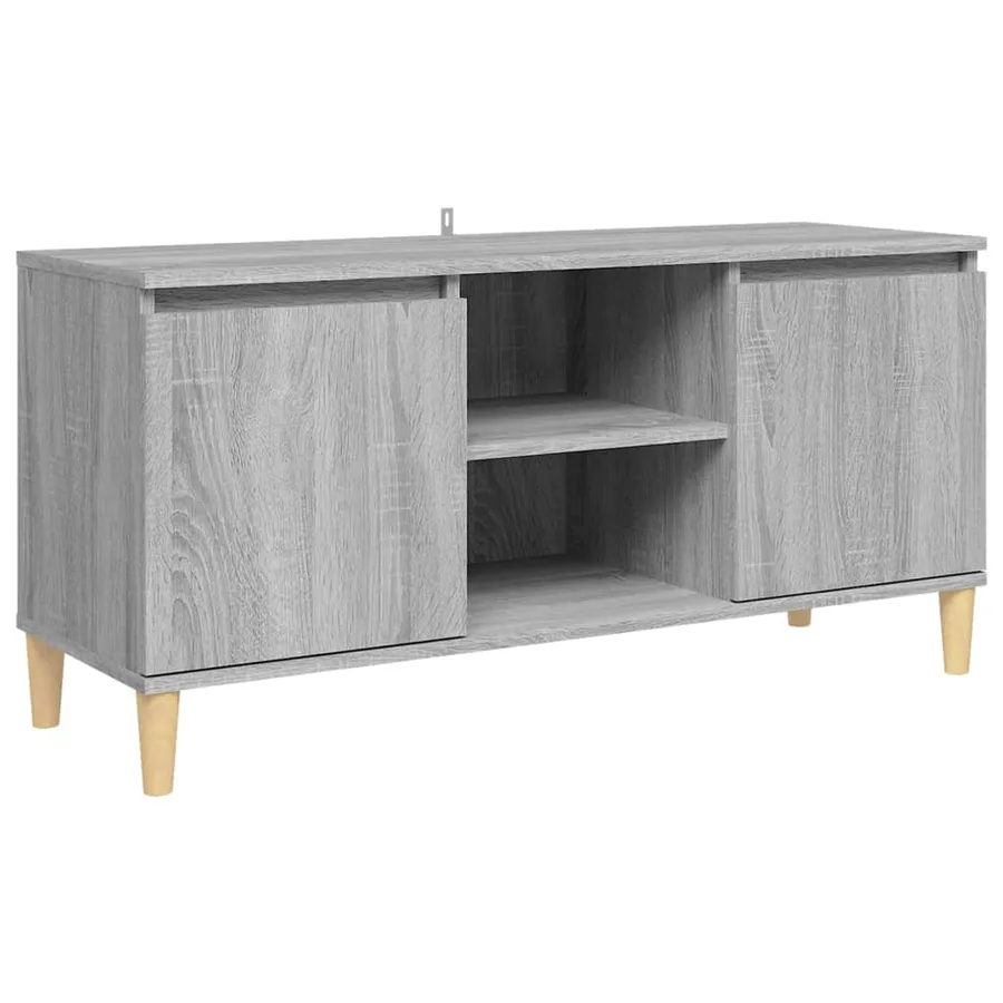 Meuble TV avec pieds en bois solide Sonoma gris 103,5x35x50 cm - 2