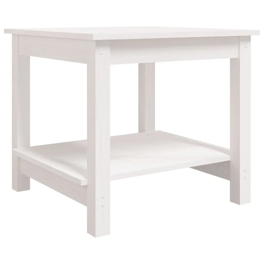 Table basse Blanc 50x50x45 cm Bois massif de pin - 2