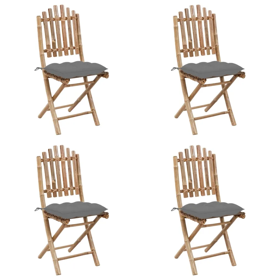 Ensemble à manger d'extérieur pliable 5pcs avec coussins Bambou - 3