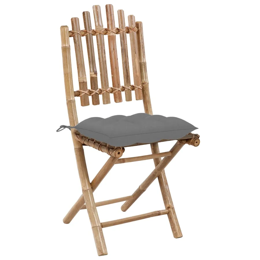 Ensemble à manger d'extérieur pliable 5pcs avec coussins Bambou - 5