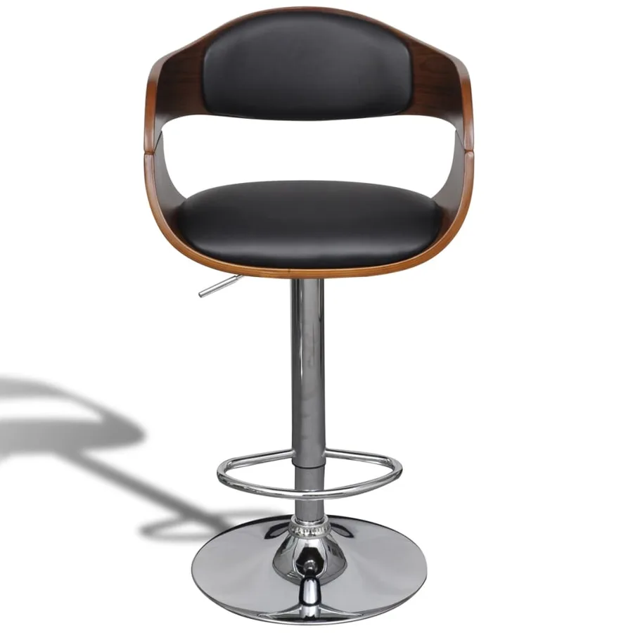 Tabouret de bar bois courbé et similicuir - 2