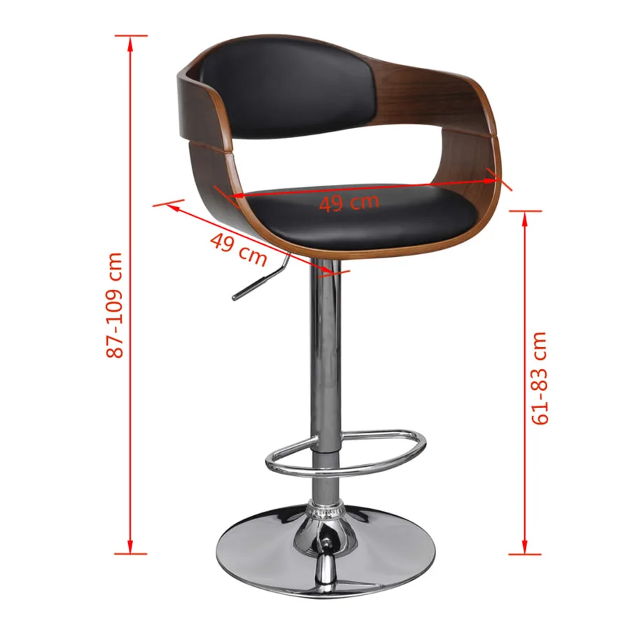 Tabouret de bar bois courbé et similicuir - 6