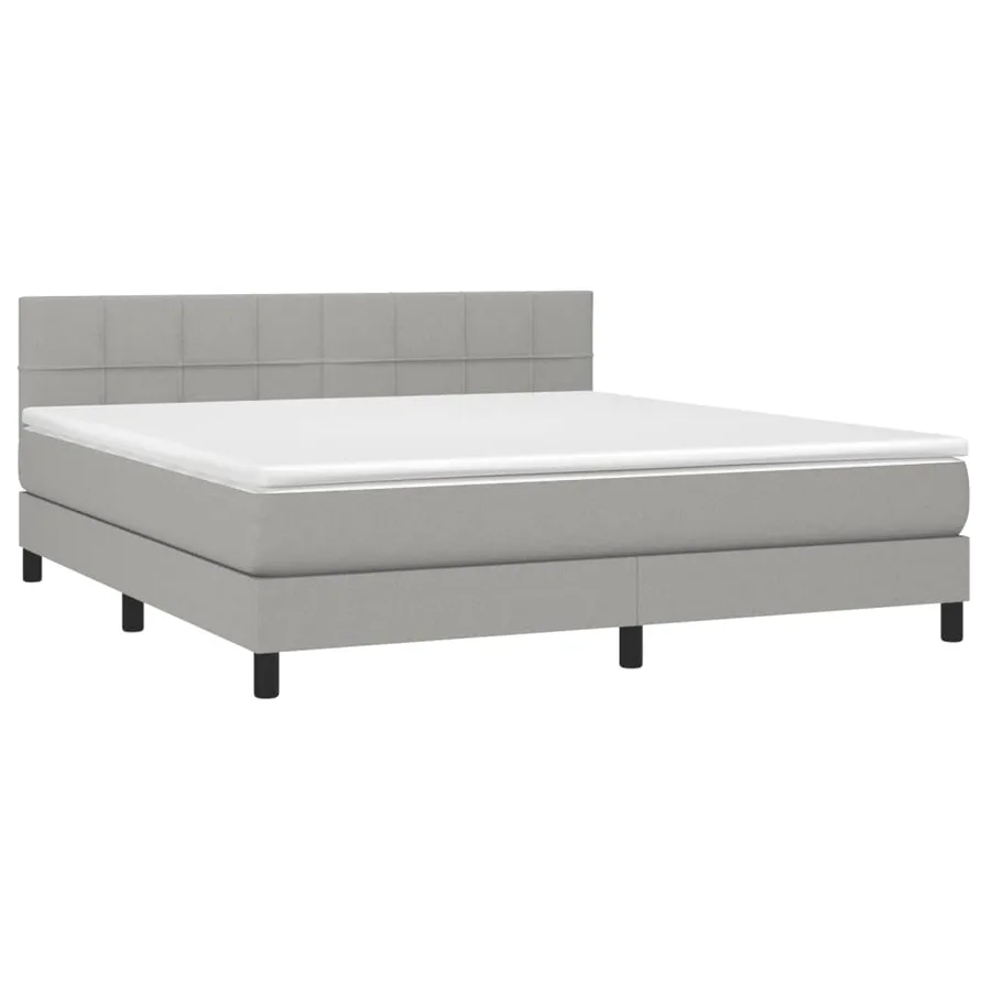 Sommier à lattes de lit et matelas et LED Gris clair 180x200 cm - 3