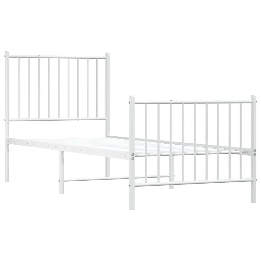 Cadre de lit métal sans matelas avec pied de lit blanc 80x200cm - 3