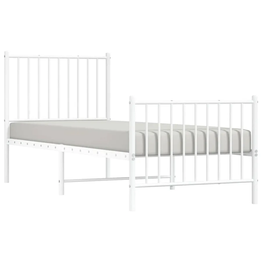 Cadre de lit métal sans matelas avec pied de lit blanc 80x200cm - 4