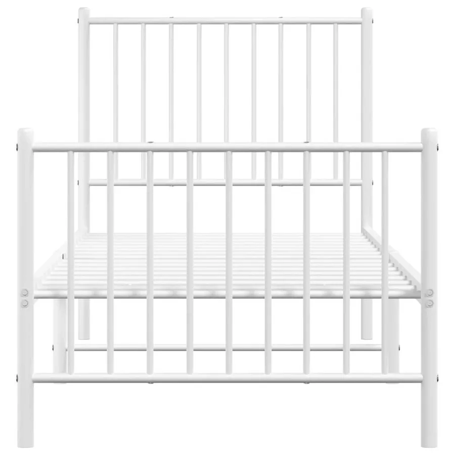 Cadre de lit métal sans matelas avec pied de lit blanc 80x200cm - 5