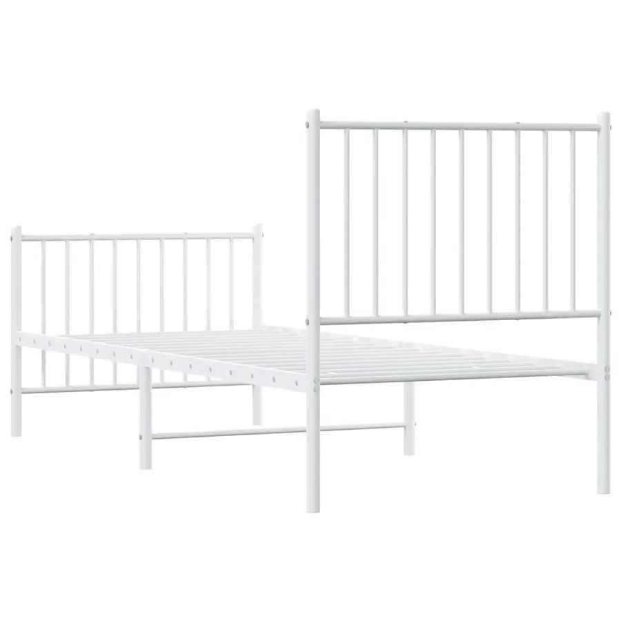 Cadre de lit métal sans matelas avec pied de lit blanc 80x200cm - 7