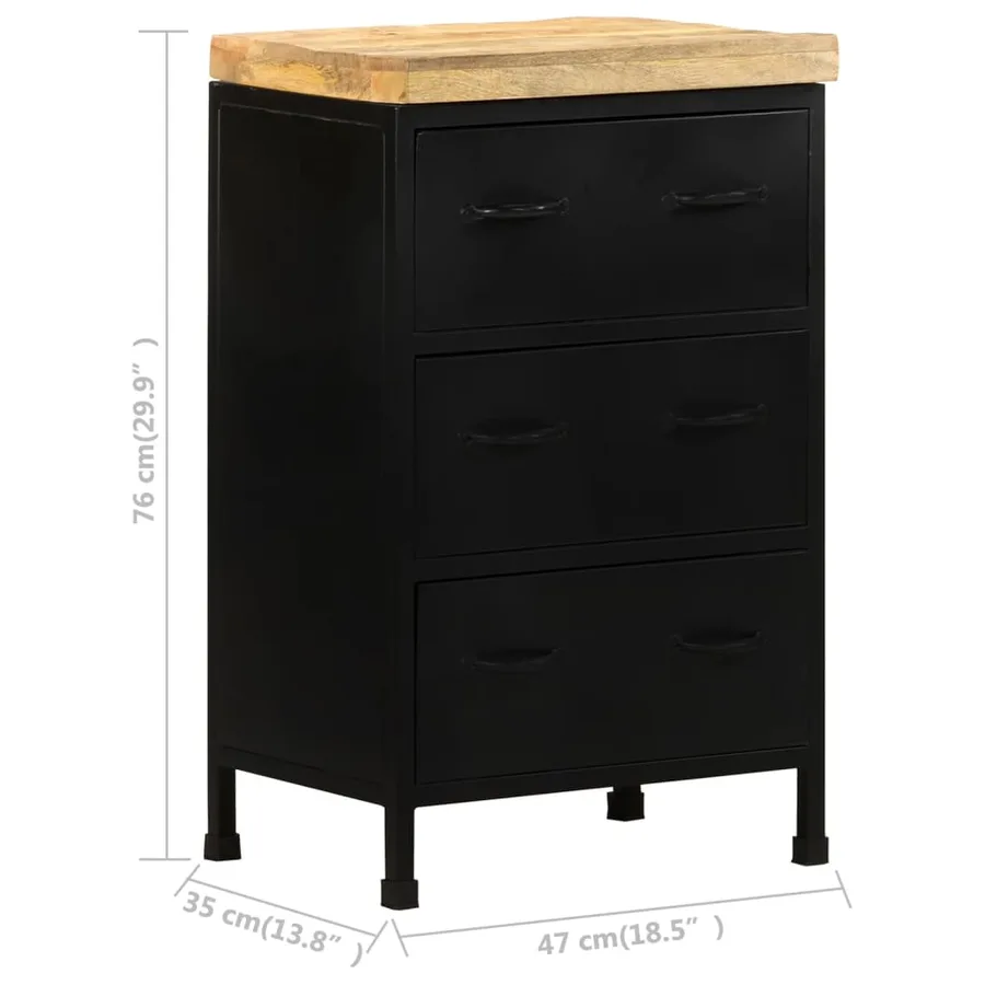 Buffet 47x35x76 cm Bois de manguier brut - 9