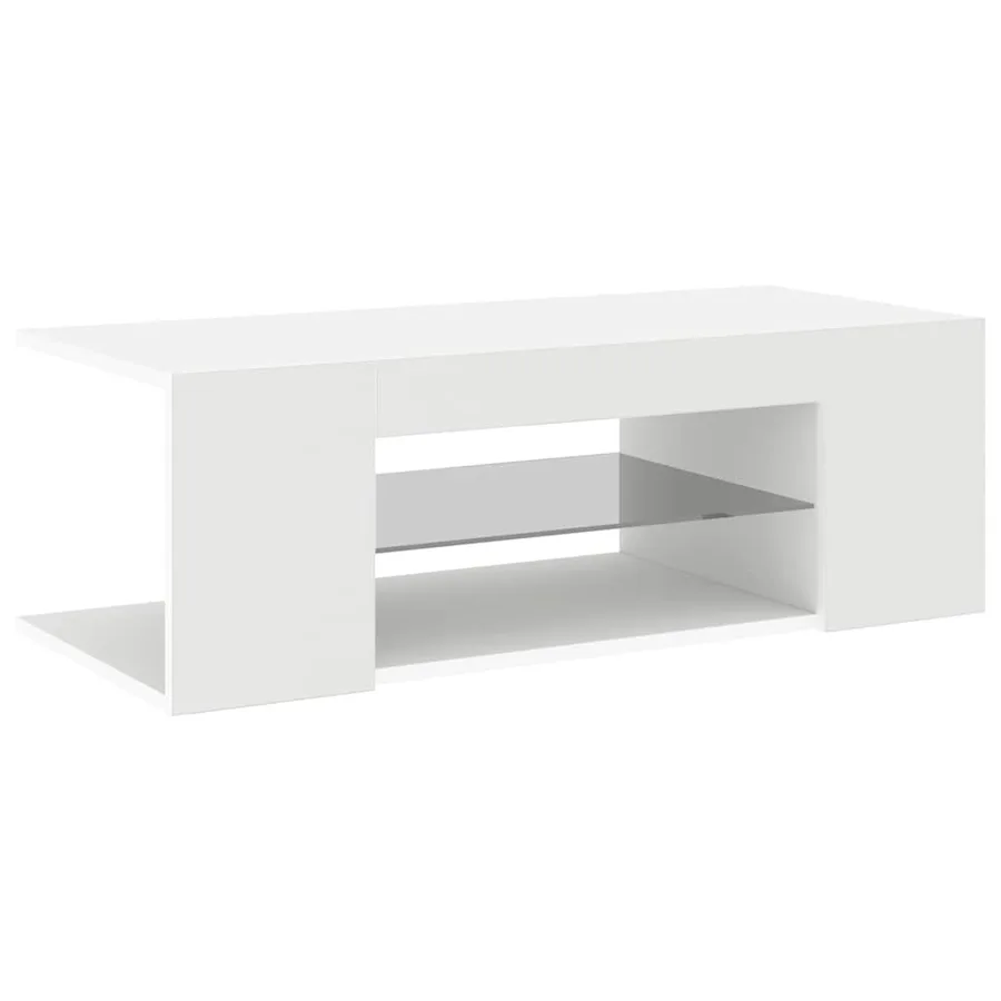 Meuble TV avec lumières LED Blanc 90x39x30 cm - 2