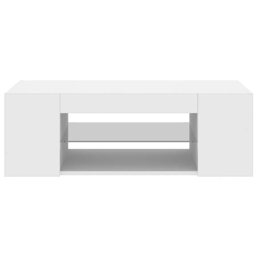 Meuble TV avec lumières LED Blanc 90x39x30 cm - 4