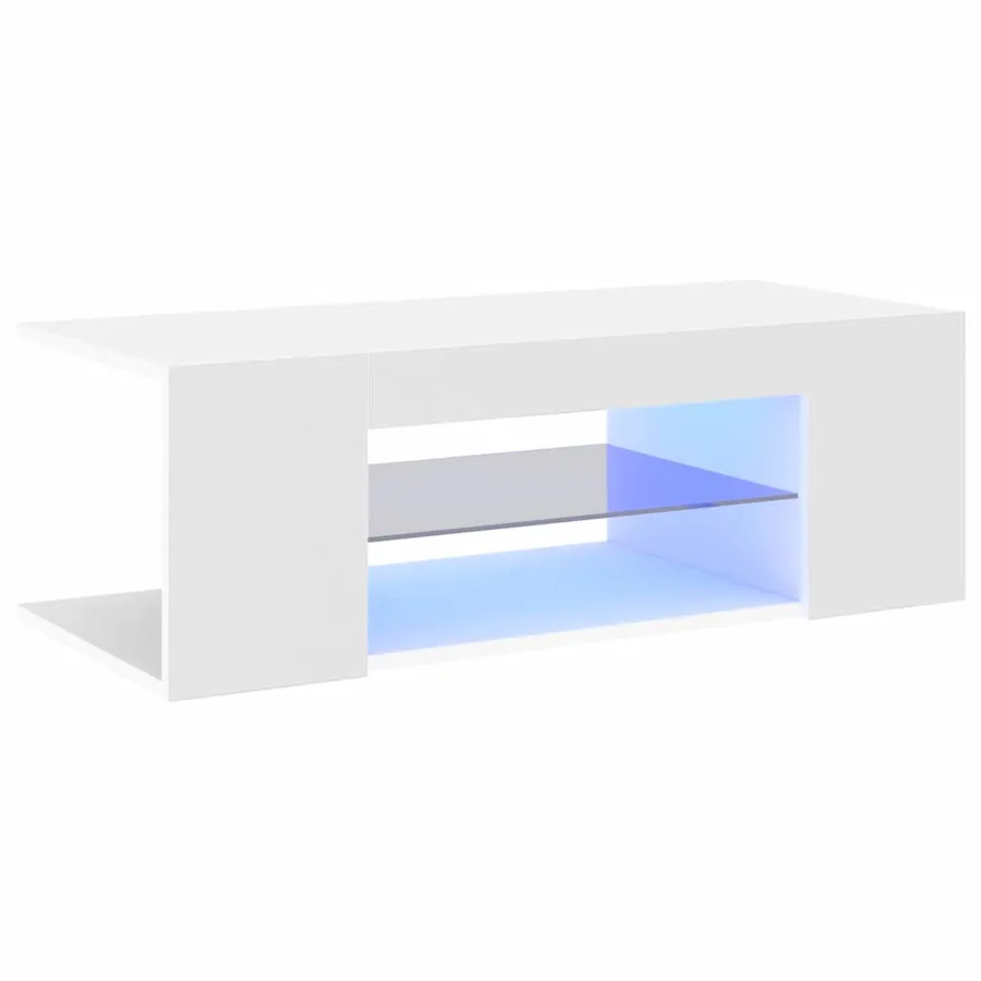 Meuble TV avec lumières LED Blanc 90x39x30 cm - 5