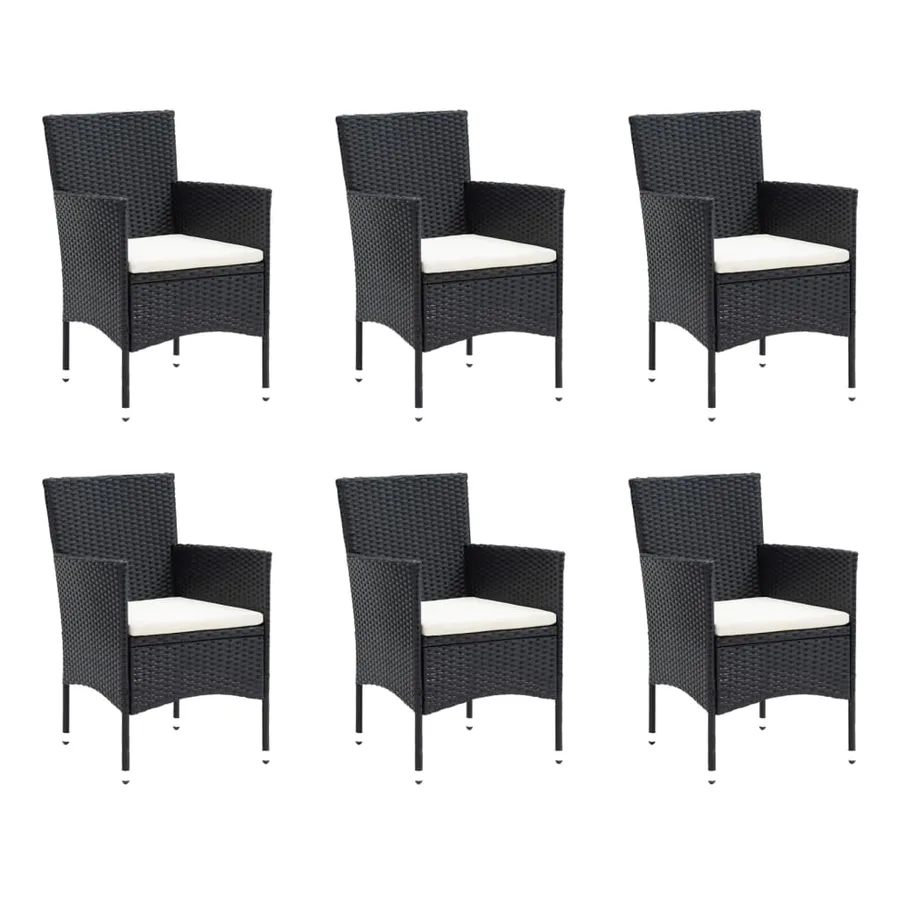 Ensemble à manger de jardin coussins 7pcs Résine tressée Noir - 3