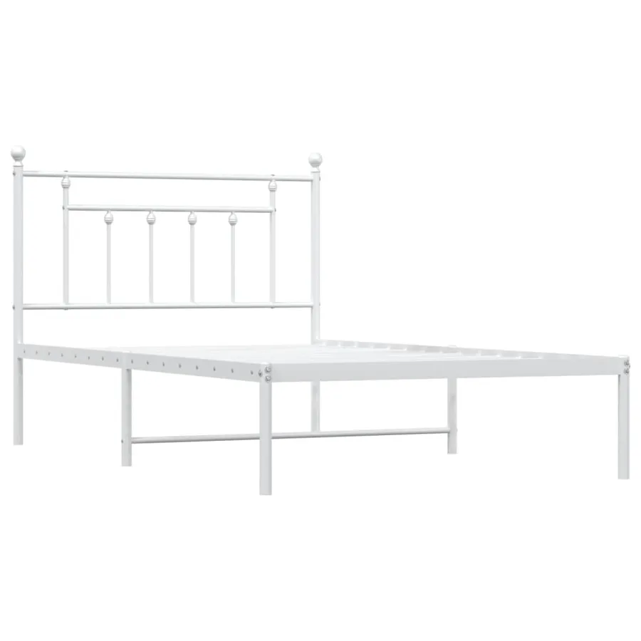 Cadre de lit métal sans matelas et tête de lit blanc 107x203 cm - 3