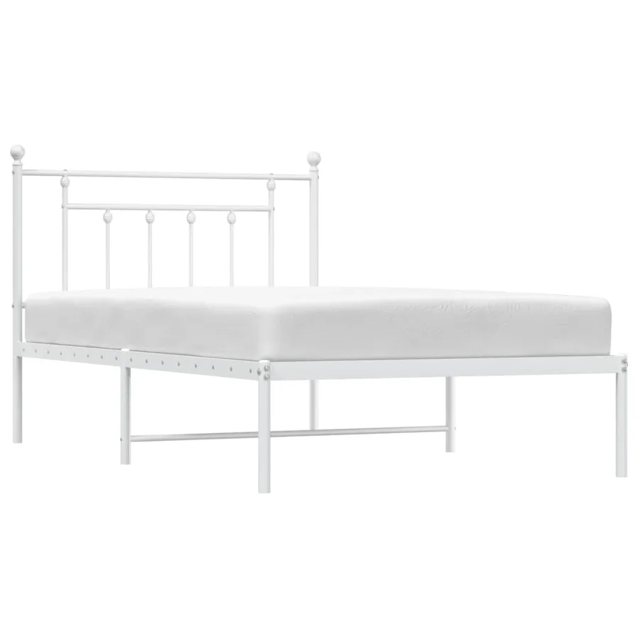 Cadre de lit métal sans matelas et tête de lit blanc 107x203 cm - 5