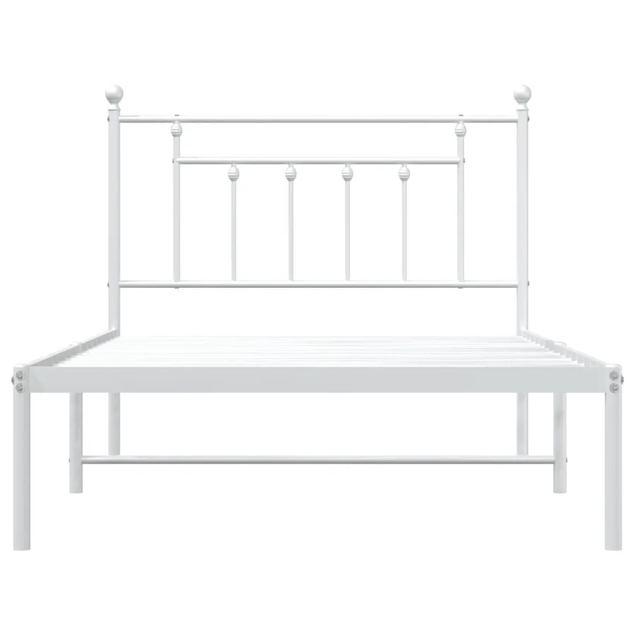 Cadre de lit métal sans matelas et tête de lit blanc 107x203 cm - 6