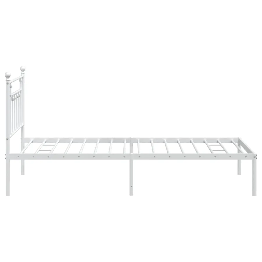Cadre de lit métal sans matelas et tête de lit blanc 107x203 cm - 7
