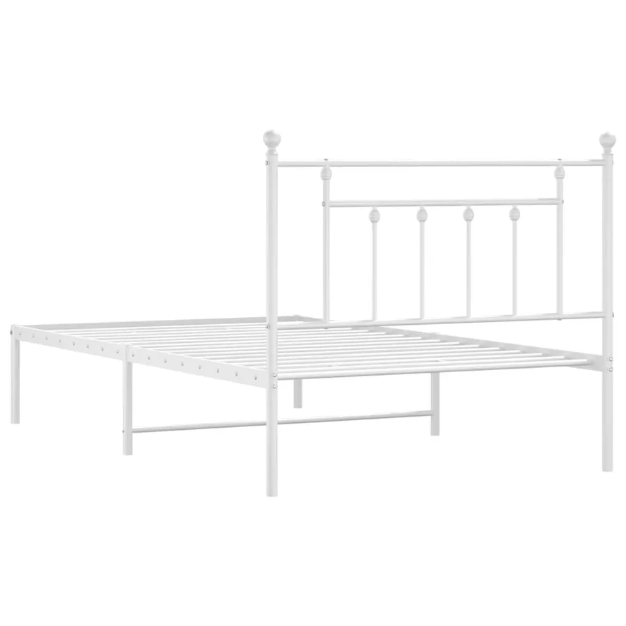 Cadre de lit métal sans matelas et tête de lit blanc 107x203 cm - 8