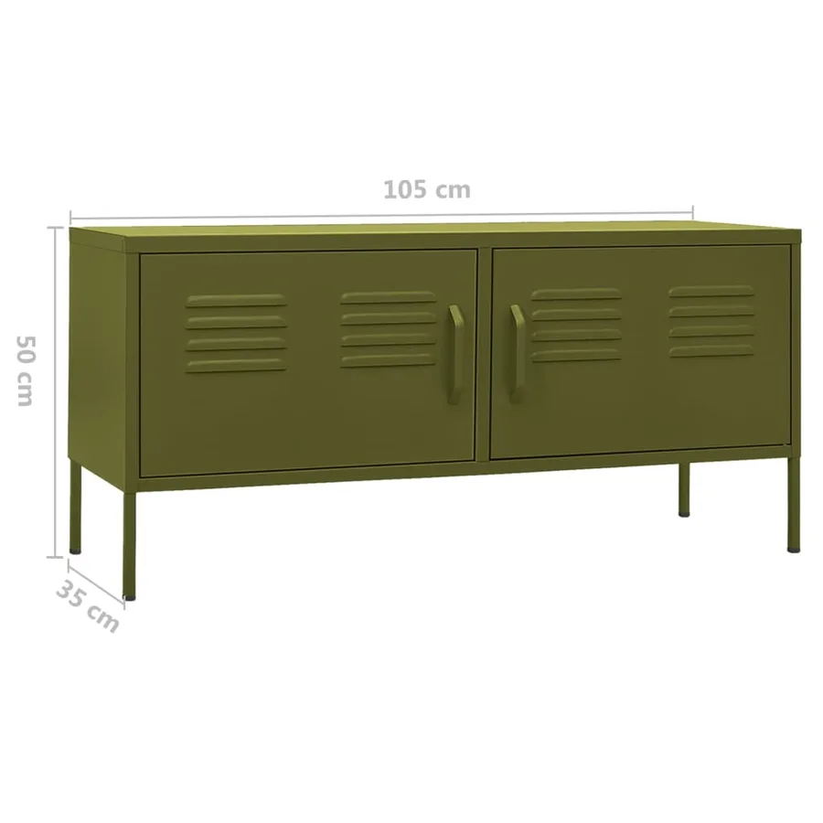 Meuble TV Vert olive 105x35x50 cm Acier - 10