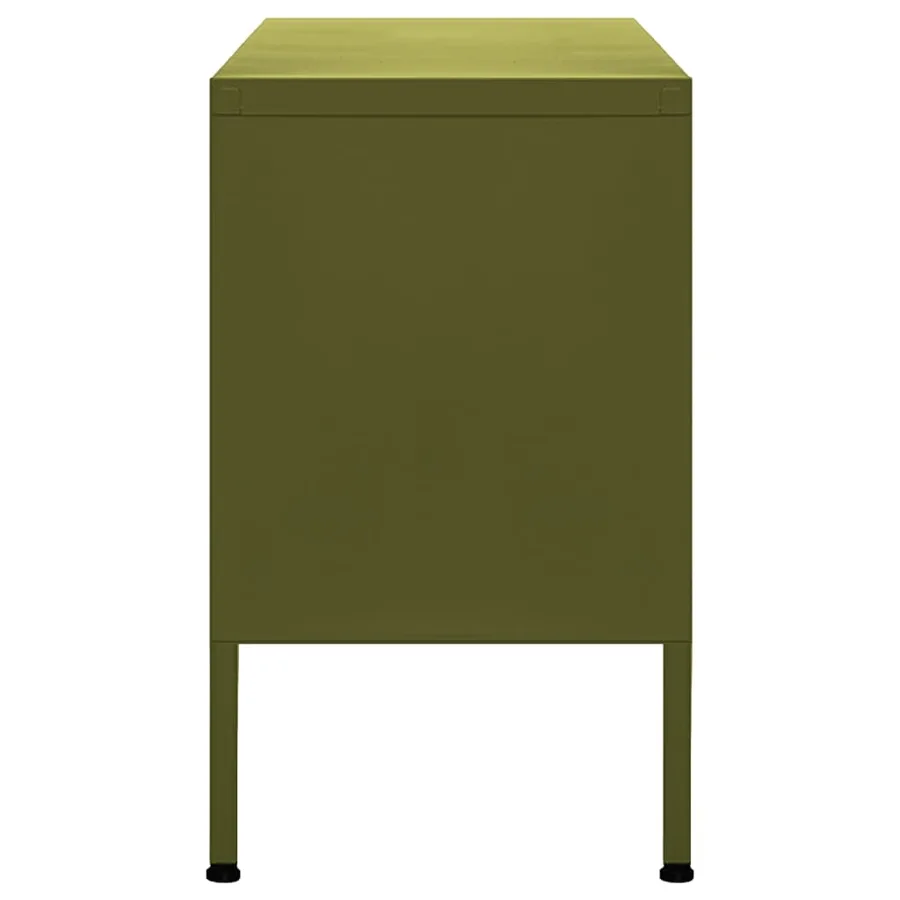 Meuble TV Vert olive 105x35x50 cm Acier - 4