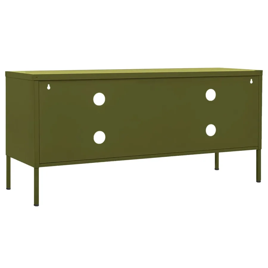 Meuble TV Vert olive 105x35x50 cm Acier - 5