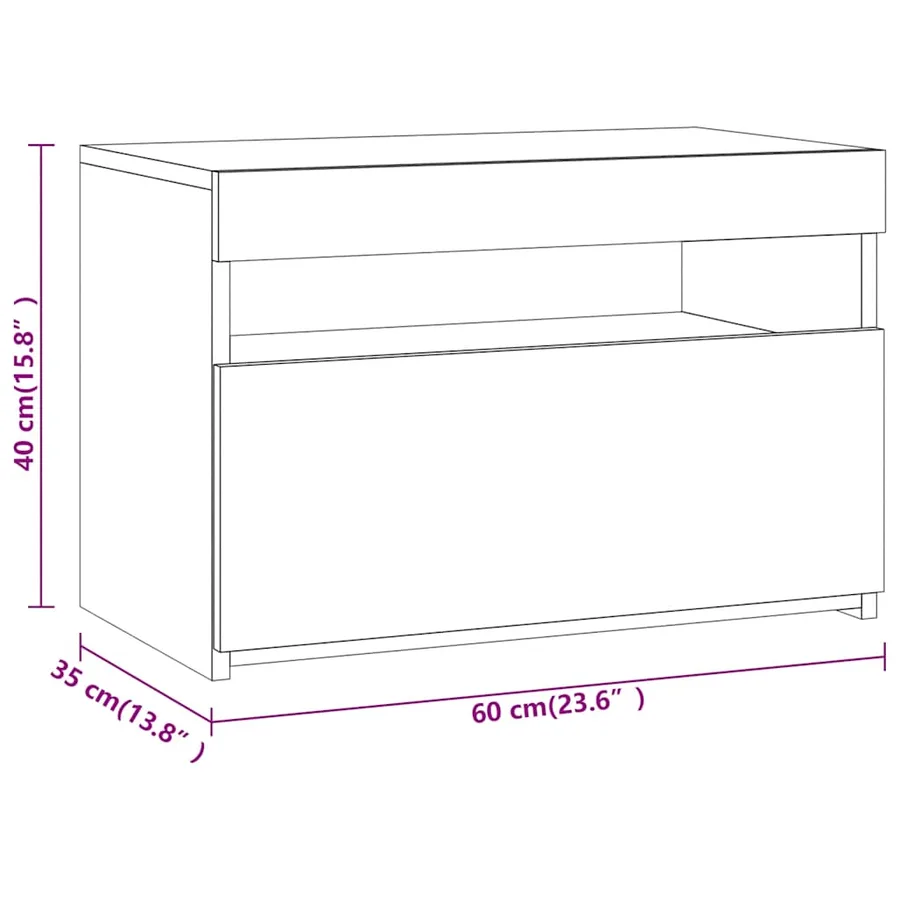 Meuble TV avec lumières LED Sonoma gris 60x35x40 cm - 10