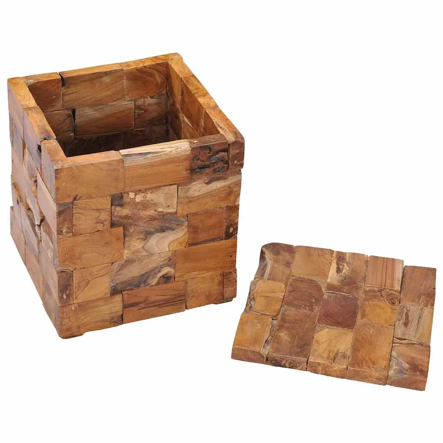 Tabouret de rangement Bois de teck massif - 3