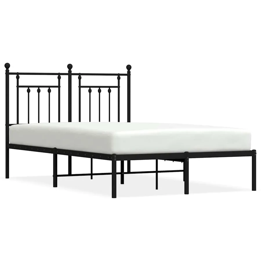 Cadre de lit métal sans matelas avec tête de lit noir 120x200cm - 2